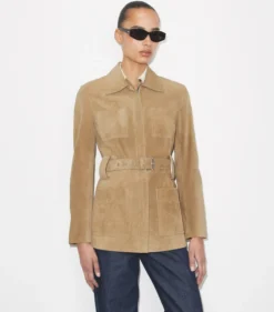 WILDLEDERJACKE MIT GÜRTEL