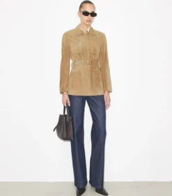 WILDLEDERJACKE MIT GÜRTEL